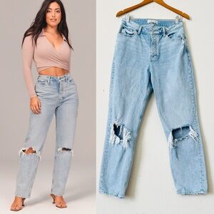 Abercrombie & Fitch SIZE 28 Curve Love The Dad High Rise distressed jeans
